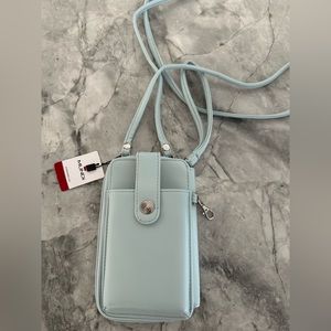 Blue Wallet and Phone Holder